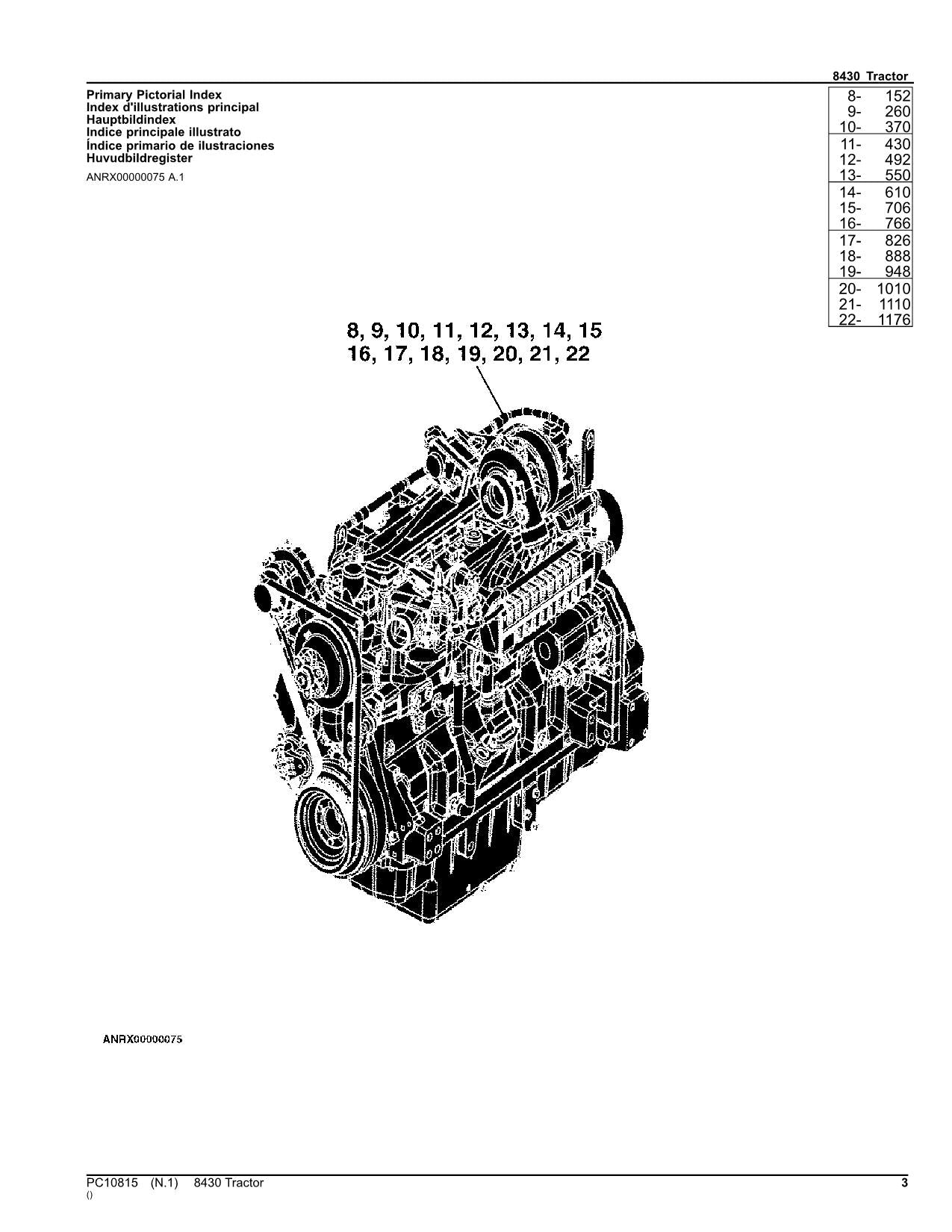 JOHN DEERE 8430 TRACTOR PARTS CATALOG MANUAL