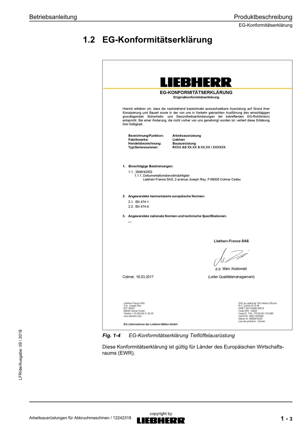 Liebherr R974C Abbruch Arbeitsausrüstungen Abbruchmaschinen Betriebsanleitung