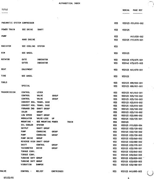 JOHN DEERE 933 933C CLAMBUNK PARTS CATALOG MANUAL 933123–933154