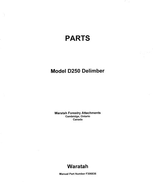 JOHN DEERE D250 DELIMBER PARTS CATALOG MANUAL 90CF1248