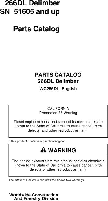 JOHN DEERE 620SD DELIMBER PARTS CATALOG MANUAL 51605 AND UP