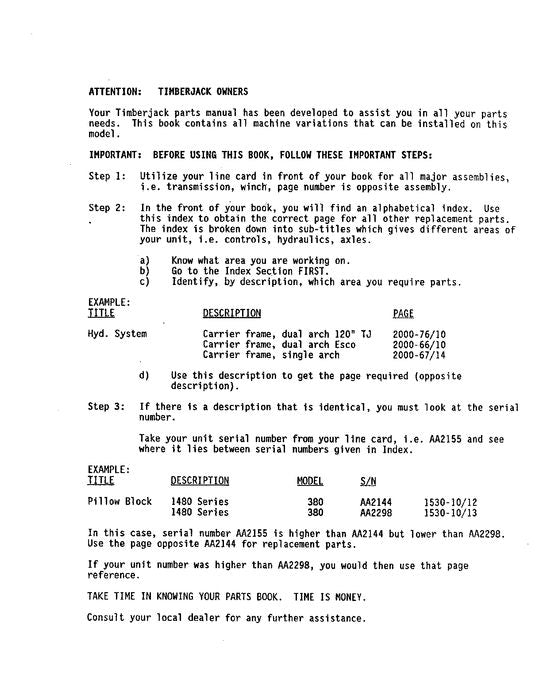 JOHN DEERE C90 DELIMBER  PARTS CATALOG MANUAL AA9044-AA9771