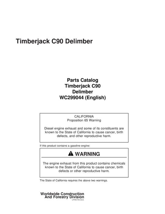 JOHN DEERE C90 DELIMBER  PARTS CATALOG MANUAL AA9044-AA9771