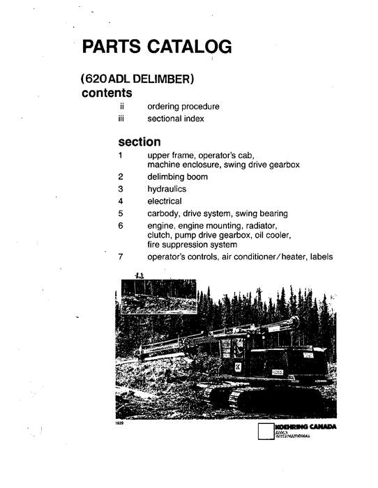 JOHN DEERE 620ADL DELIMBER  PARTS CATALOG MANUAL