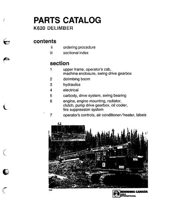 JOHN DEERE 620 DELIMBER PARTS CATALOG MANUAL