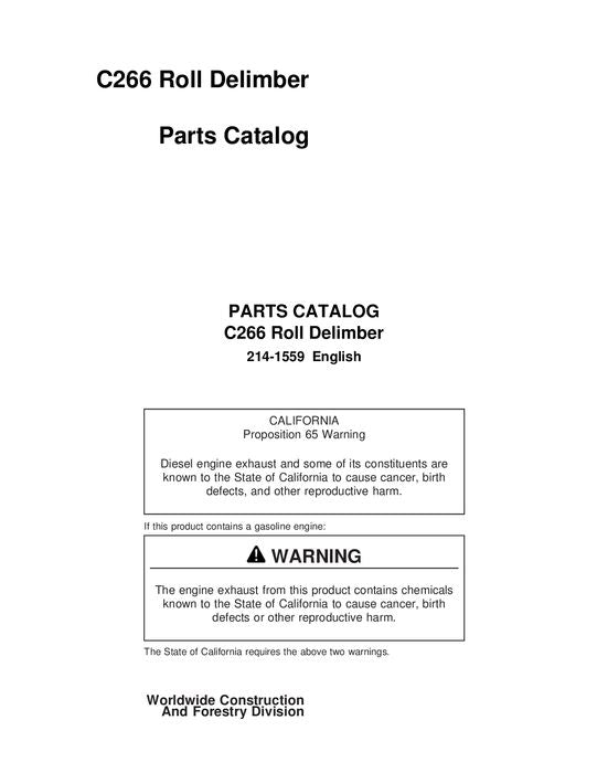 JOHN DEERE C266 DELIMBER PARTS CATALOG MANUAL