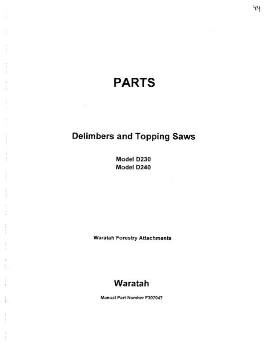 JOHN DEERE D230 D240 DELIMBER PARTS CATALOG MANUAL