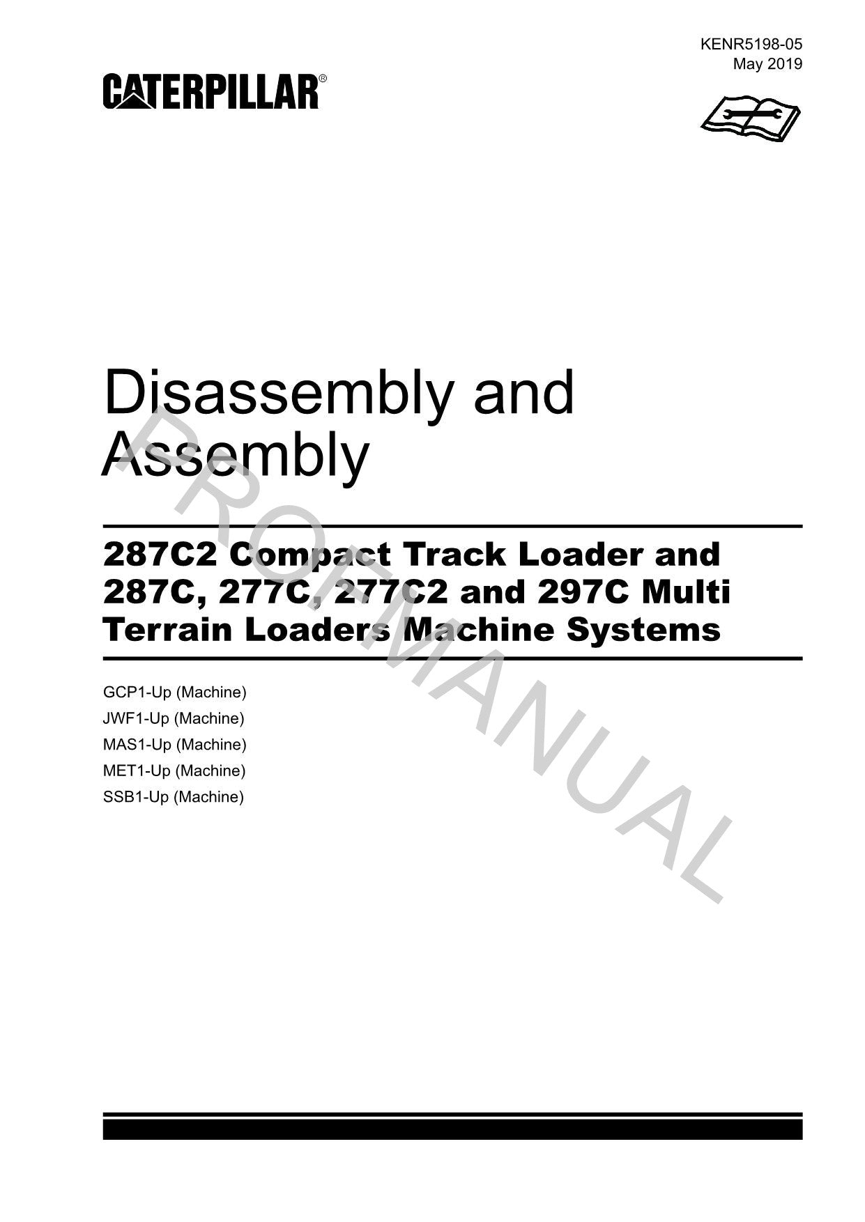 Caterpillar 287C2 287C 277C 277C2 297C Laderzubehör Servicehandbuch Demontage und Montage