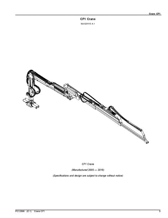 MANUEL DU CATALOGUE DES PIÈCES DE RECHANGE POUR GRUE TRANSPORTEUSE JOHN DEERE CF1