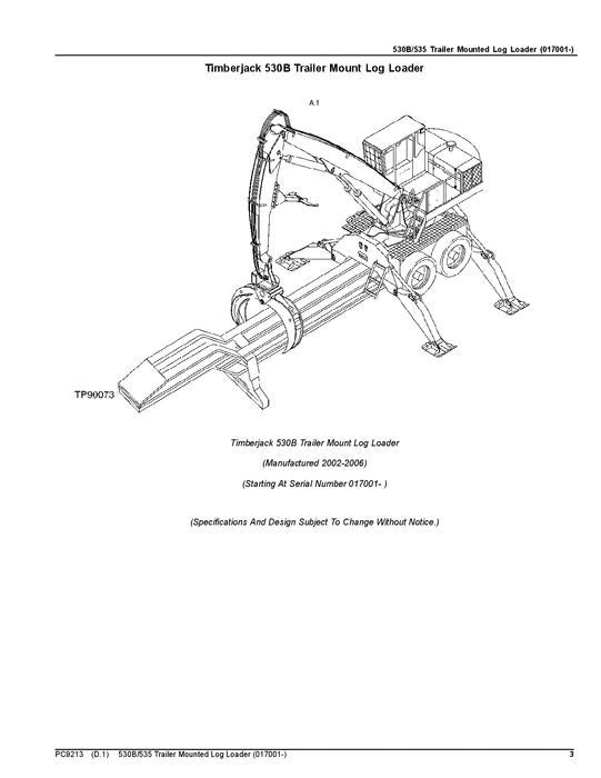 JOHN DEERE 530B 535 LOG LOADER PARTS CATALOG MANUAL – PROFMANUAL