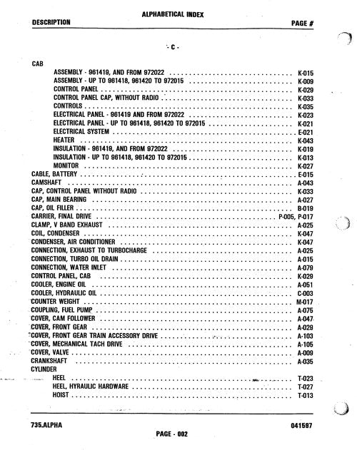 MANUEL DU CATALOGUE DES PIÈCES DE LA PELLE FORESTIÈRE JOHN DEERE 735 #2