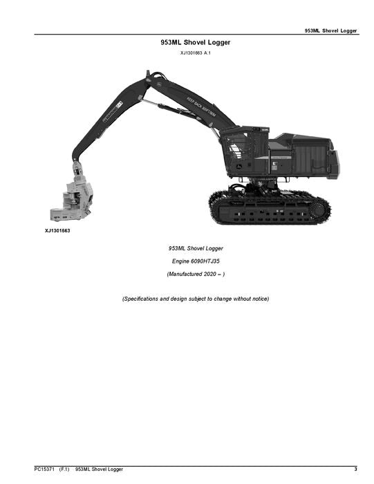 JOHN DEERE 953ML SHOVEL LOGGER - ERSATZTEILKATALOGHANDBUCH