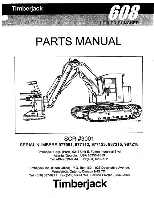 JOHN DEERE 608 TRACKED FELLER BUNCHER PARTS CATALOG MANUAL 977091