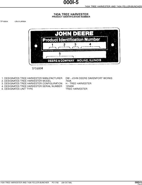 JOHN DEERE HTH616 HARVESTER  PARTS CATALOG MANUAL