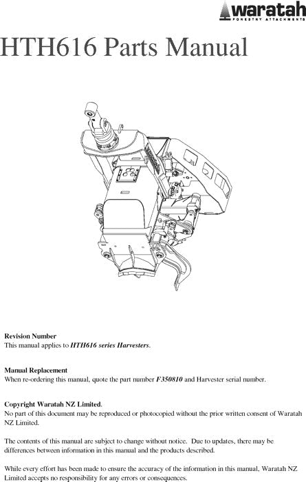 JOHN DEERE HTH616 HARVESTER  PARTS CATALOG MANUAL