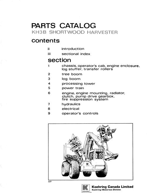 JOHN DEERE KH3B HARVESTER  PARTS CATALOG MANUAL