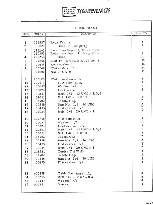 JOHN DEERE TJ30 HARVESTER  PARTS CATALOG MANUAL#1