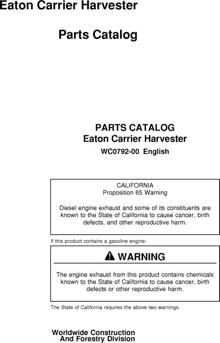 JOHN DEERE TJ30 HARVESTER  PARTS CATALOG MANUAL#1