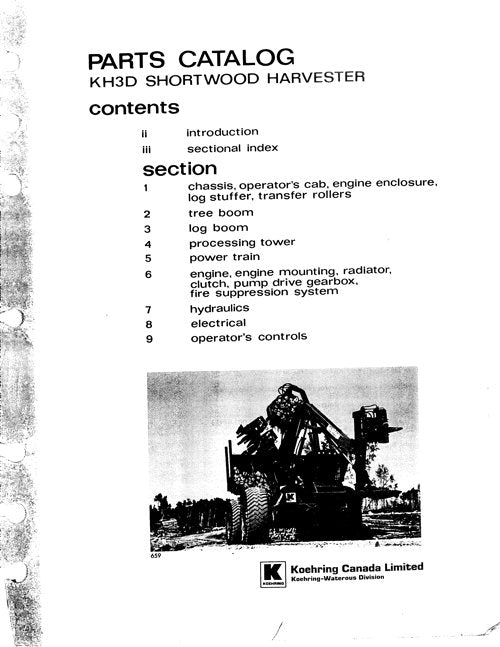 JOHN DEERE KH3B HARVESTER  PARTS CATALOG MANUAL 90117-20068