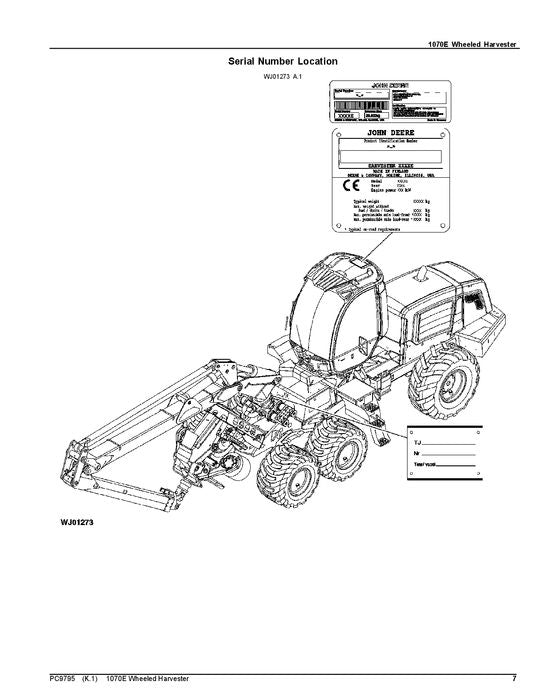 JOHN DEERE 1063 HARVESTER  PARTS CATALOG MANUAL