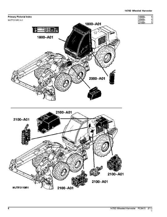 JOHN DEERE 1470D T3 HARVESTER  PARTS CATALOG MANUAL