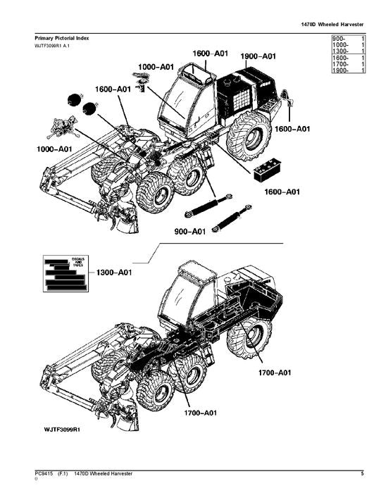 JOHN DEERE 1470D T3 HARVESTER  PARTS CATALOG MANUAL