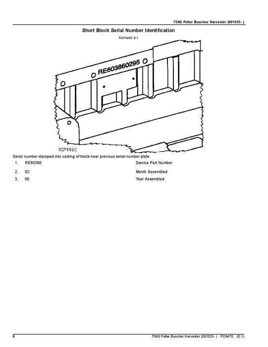 JOHN DEERE 759G HARVESTER  PARTS CATALOG MANUAL