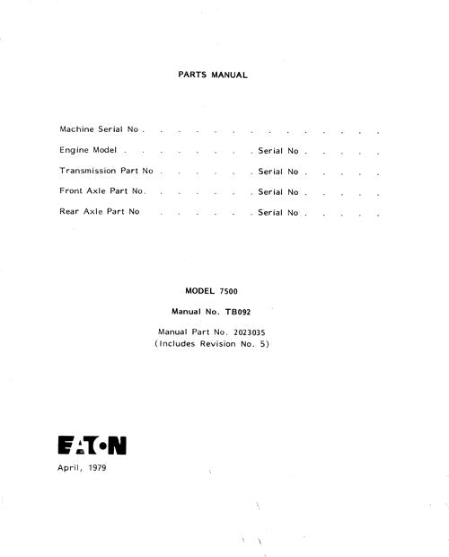 JOHN DEERE 7500 LOADER PARTS CATALOG MANUAL