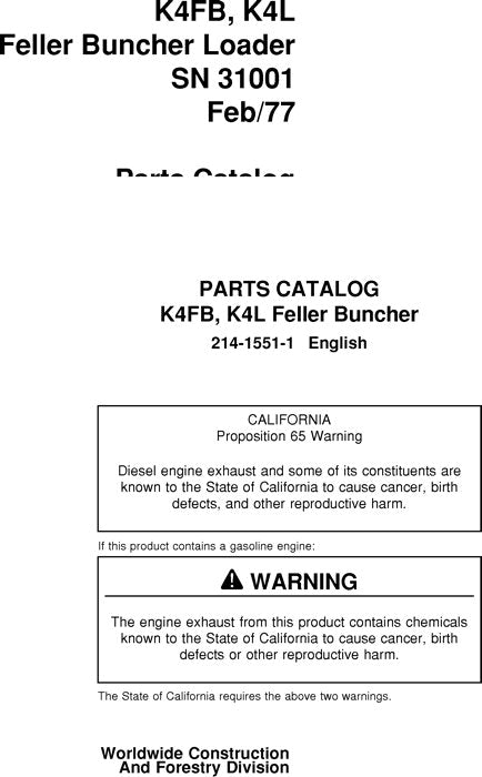 JOHN DEERE K4FB K4L LADER ERSATZTEILKATALOGHANDBUCH