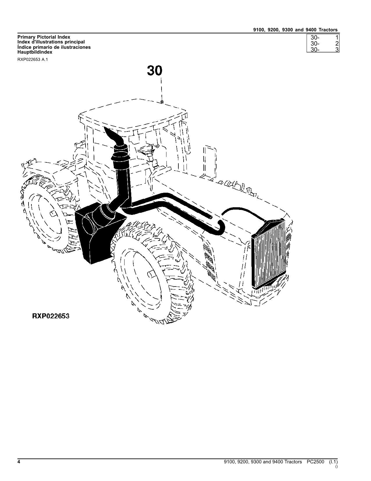 JOHN DEERE 9100 9200 9300 9400 TRACTOR PARTS CATALOG MANUAL