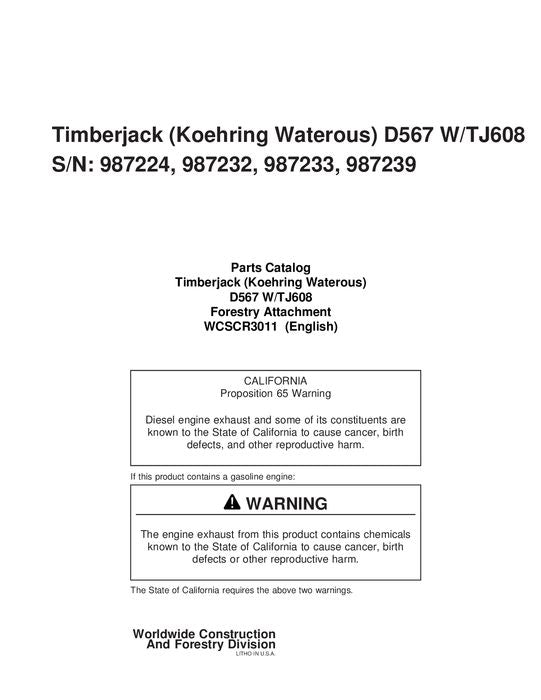 JOHN DEERE 18 INCH 608 STT DISC SAW FELLING HEAD PARTS CATALOG MANUAL