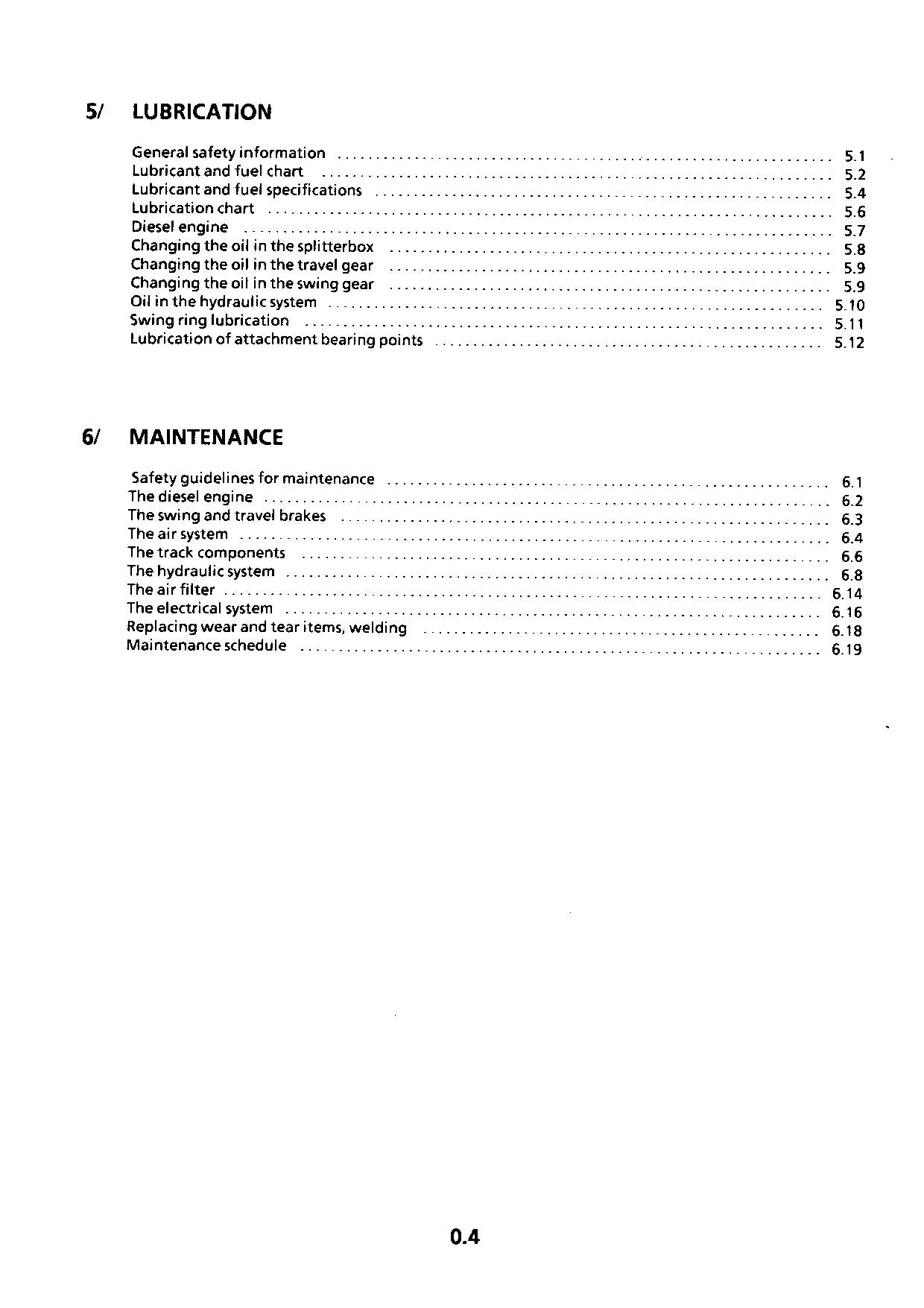 Liebherr R952 Excavator Operators manual