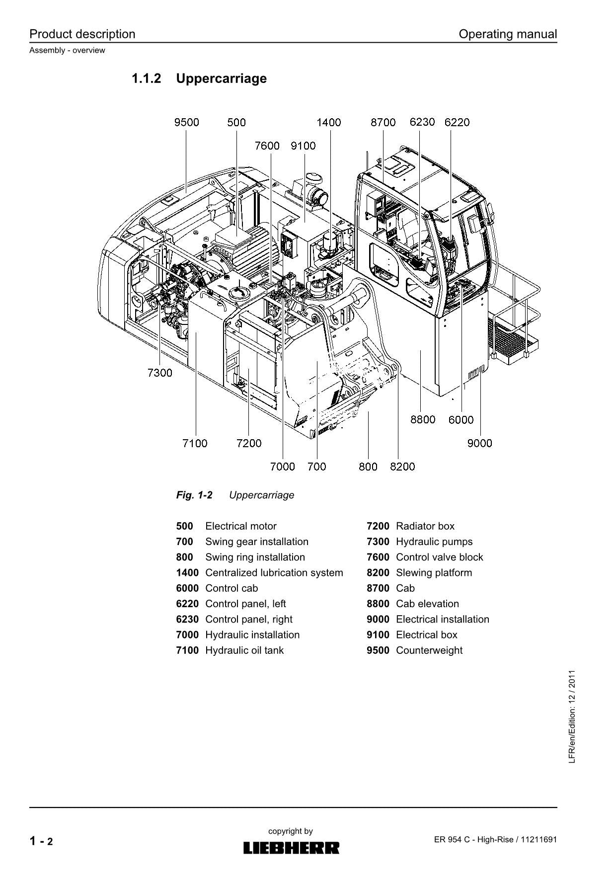 Manuel d'utilisation de la pelle hydraulique de grande hauteur Liebherr ER954 C