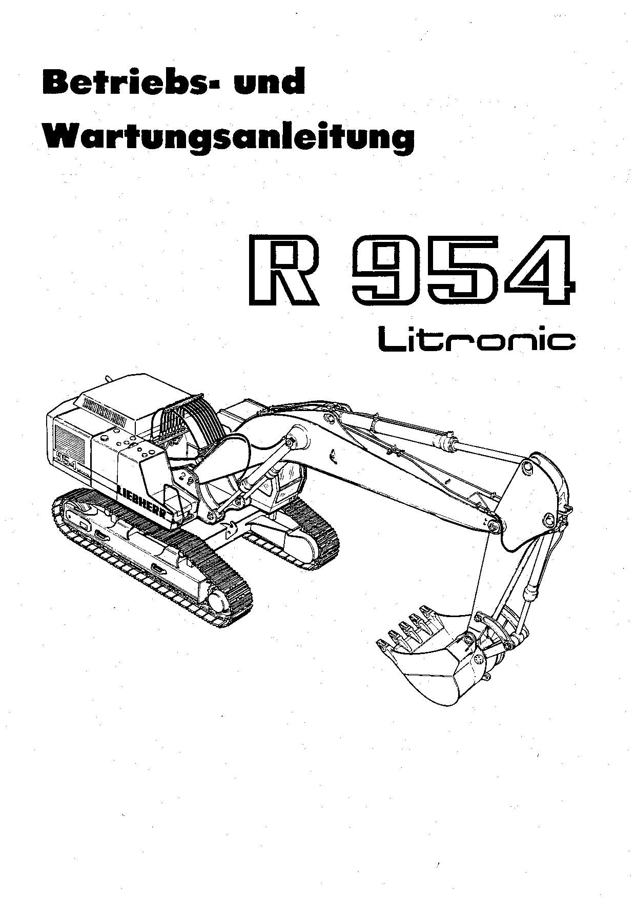 Liebherr R954 Litronic Hydraulikbagger Betriebsanleitung Wartungsanleitung 1001