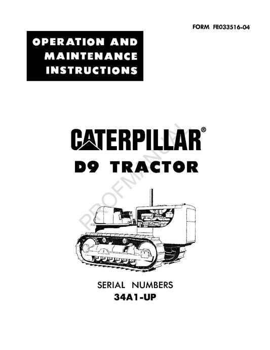 Manuel d'entretien du tracteur Caterpillar D9 34A1-Up