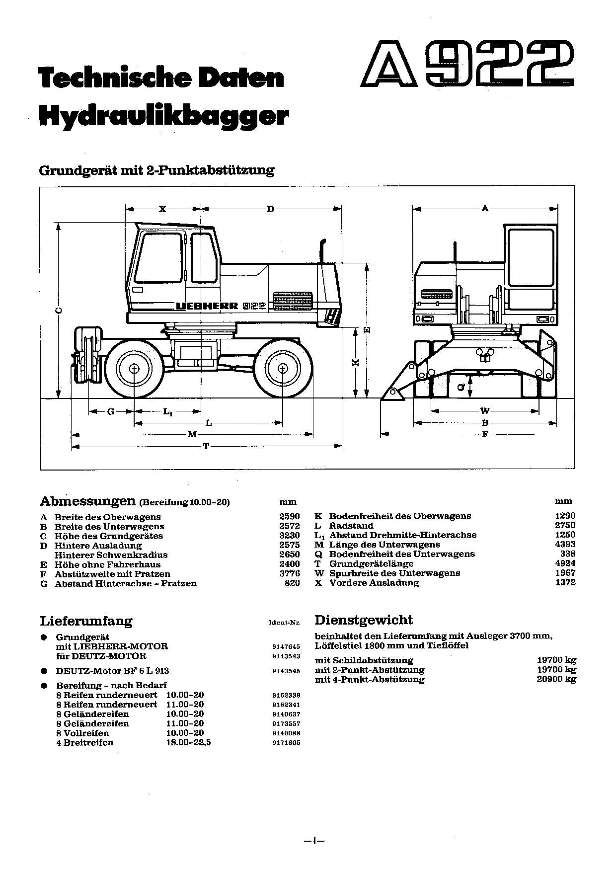 Liebherr A922 Hydraulikbagger Betriebsanweisung