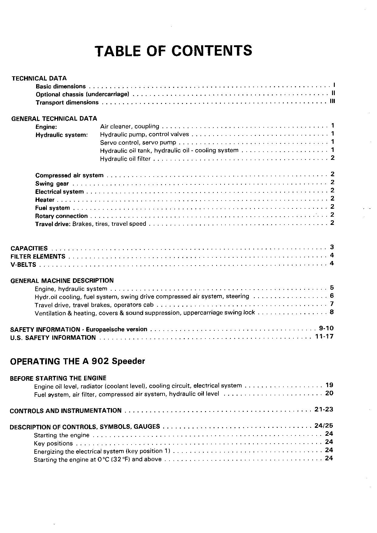 Liebherr A902 Speeder Excavator Operators manual