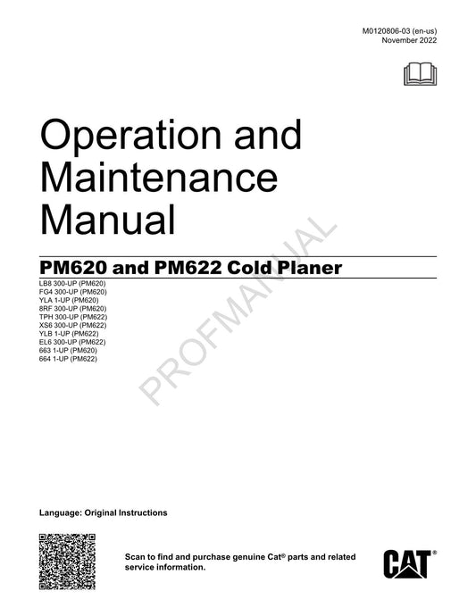 Manuel d'entretien de l'opérateur de la fraiseuse à froid Caterpillar PM620 PM622 M0120806FR-CA