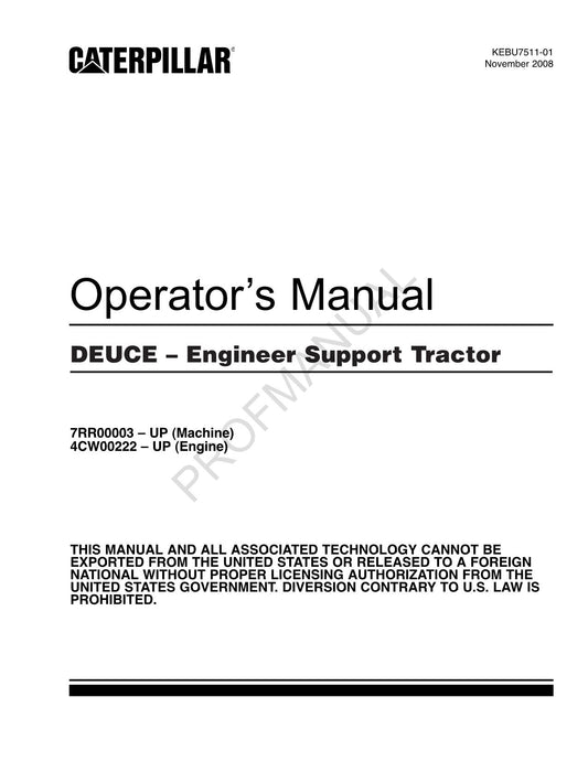 Caterpillar DEUCE Engineer Support Tractor Operators Maintenance Manual