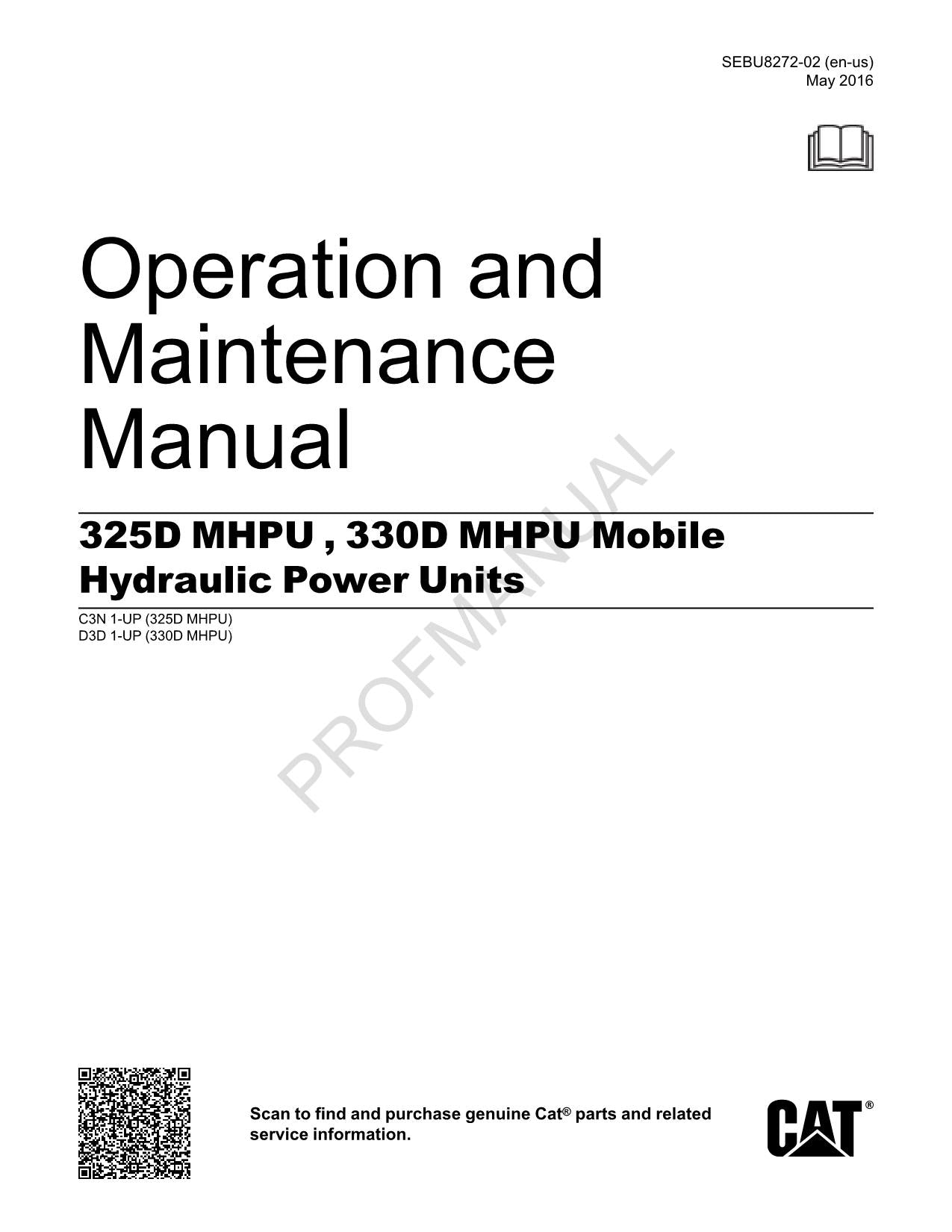 Manuel d'utilisation des unités d'alimentation hydraulique mobiles Caterpillar 325D MHPU 330D MHPU