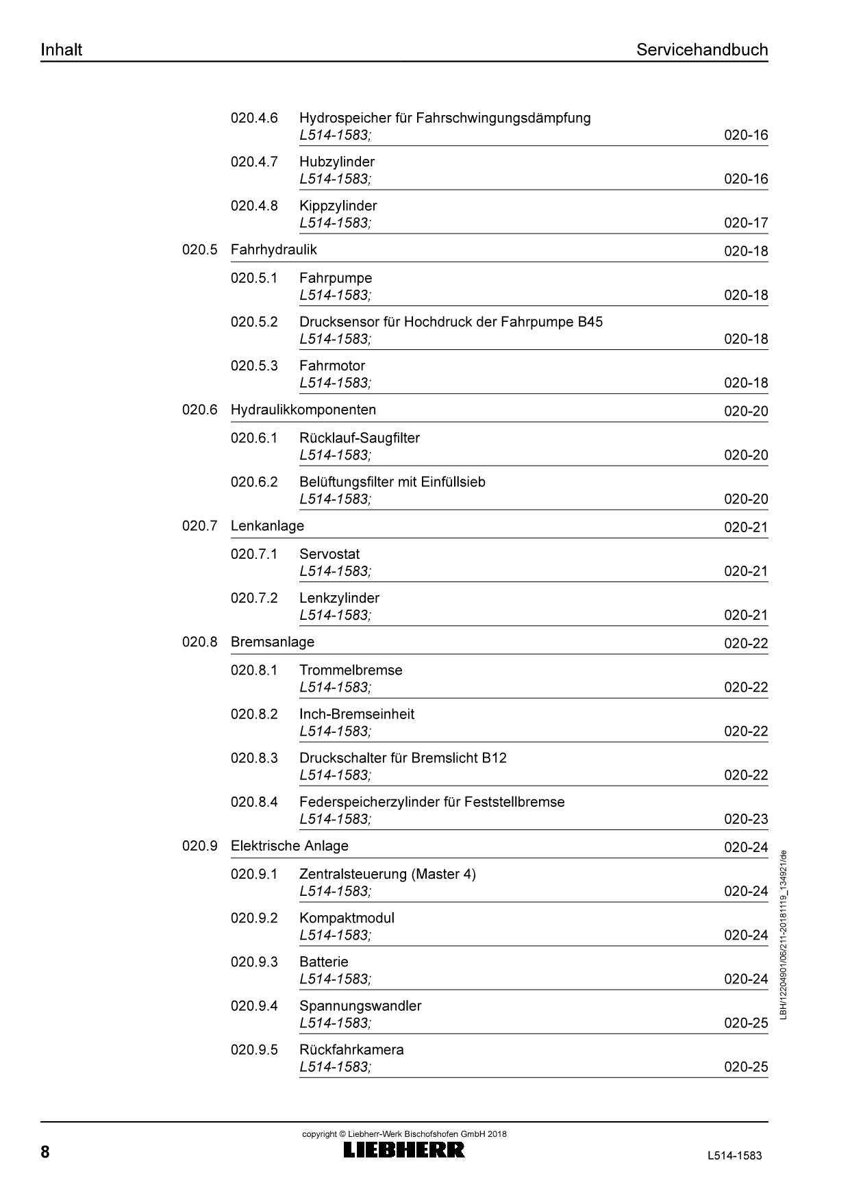 Liebherr L514 1583 Radlader Reparaturhandbuch Werkstatthandbuch