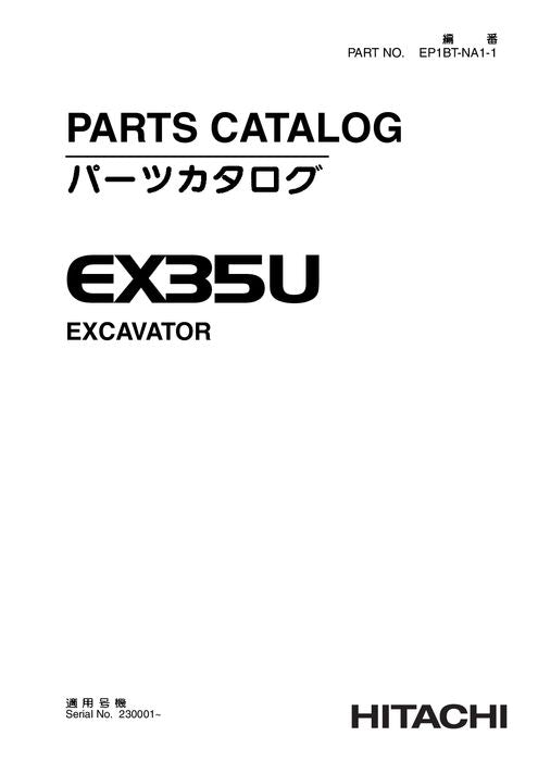 Catalogue de pièces détachées pour excavatrice Hitachi EX35U, manuel, série 230001-