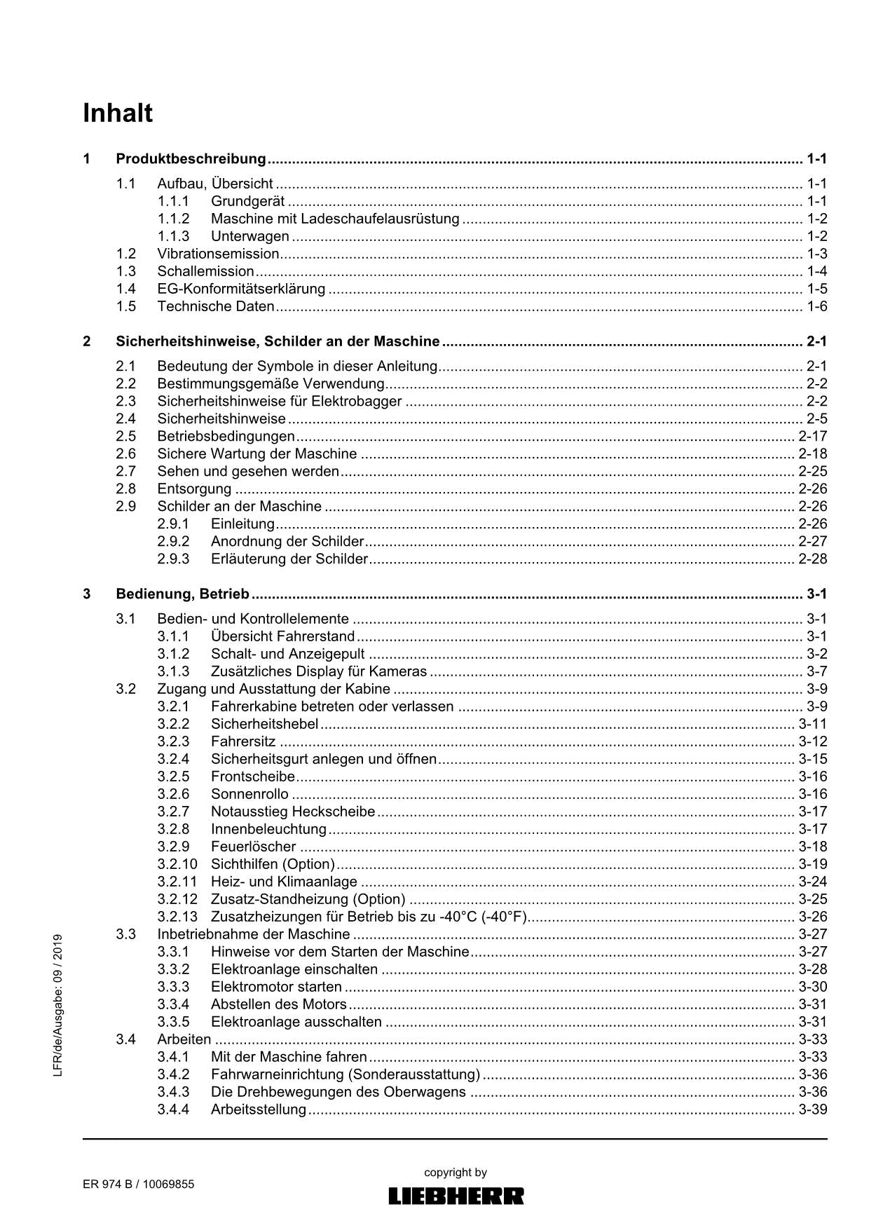 Liebherr ER974 B Hydraulikbagger Betriebsanleitung