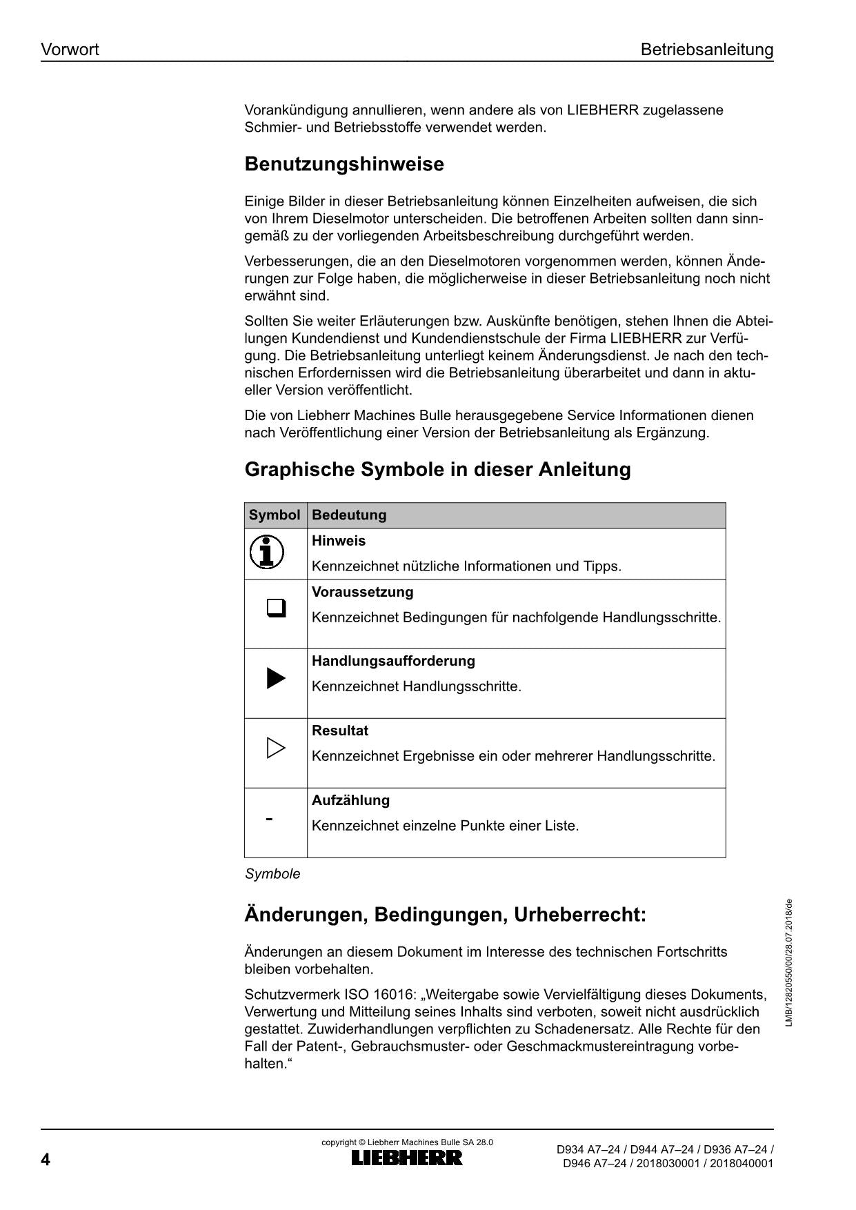 Liebherr D934 A7-24 D944 A7-24 D936 A7-24 D946 A7-24 moteur Manuel d'instructions