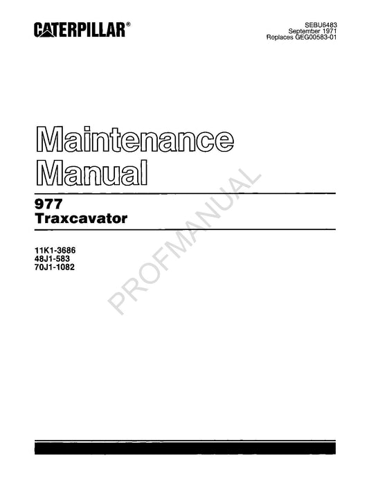 Manuel d'entretien de l'opérateur du Caterpillar 977 Traxcavator SEBU6483-00