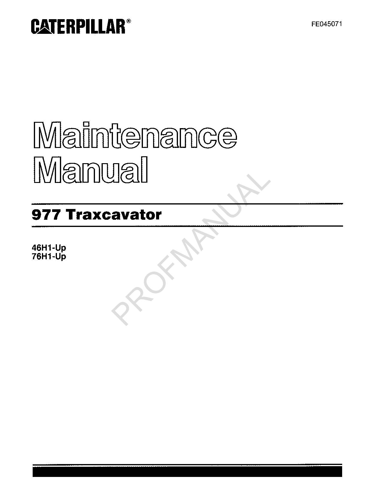 Caterpillar 977 Traxcavator Operators Maintenance Manual FE045071