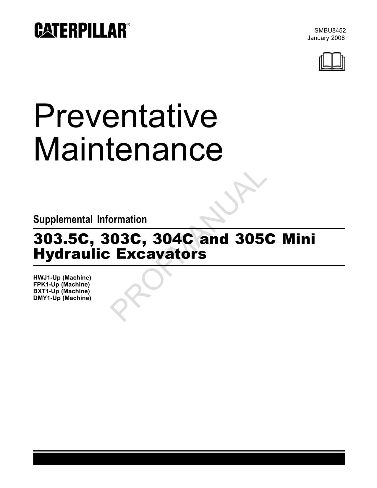 Manuel d'utilisation préventive des excavatrices Caterpillar 303.5C 303C 304C 305C