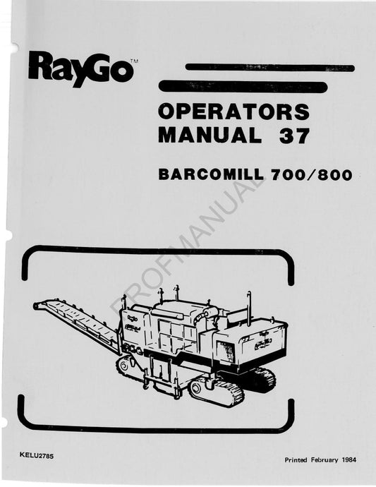 Caterpillar X Barcomill 700 800 Operators Maintenance Manual