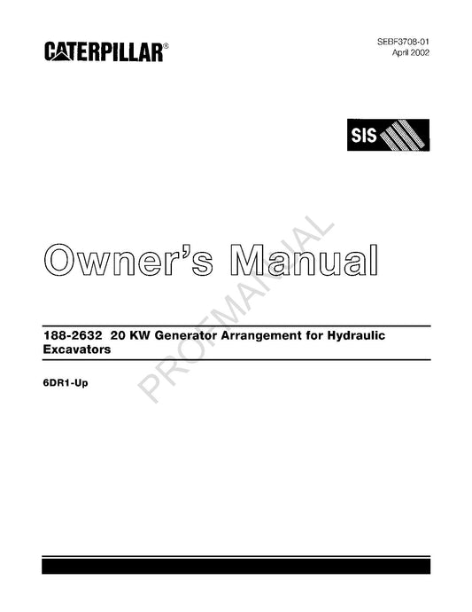 Caterpillar 188 2632 20Kw Generator Arrangement Excavator Operators Manual