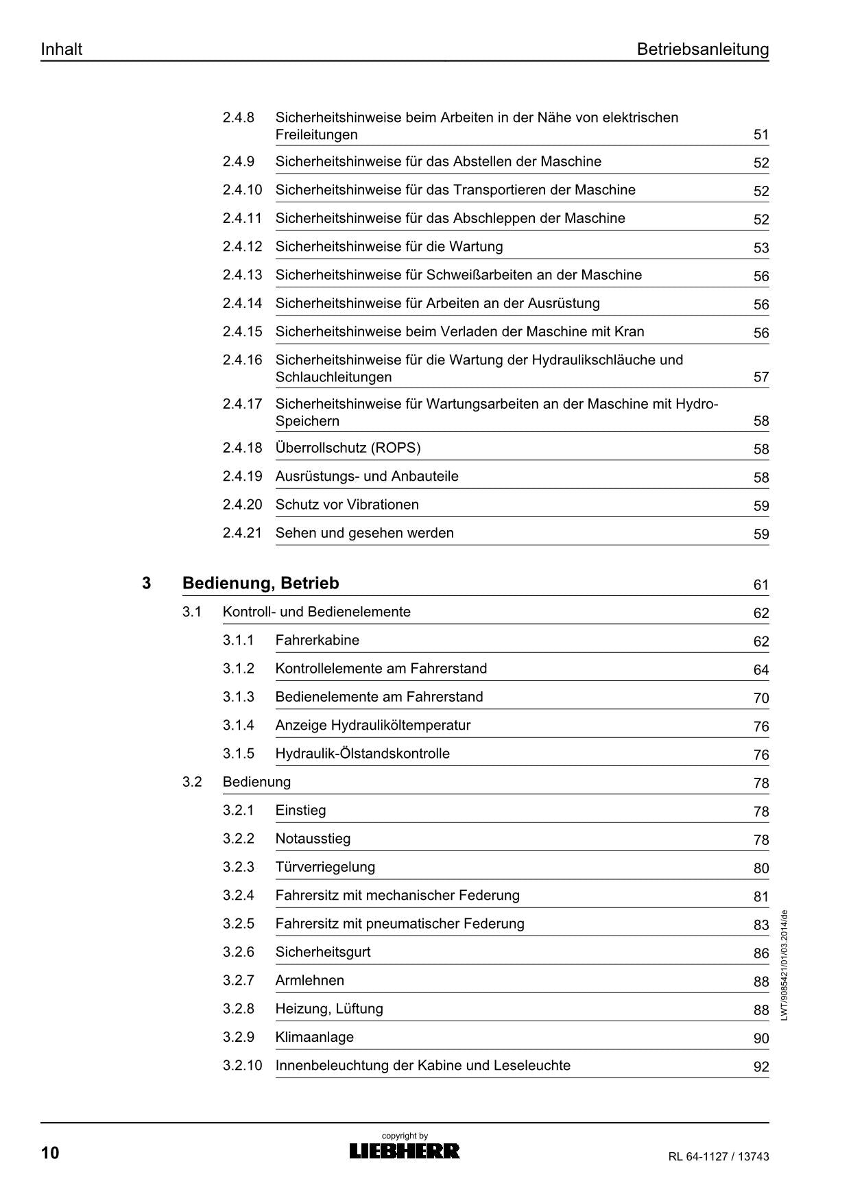 Liebherr RL64 Rohrleger Betriebsanleitung ser 13743